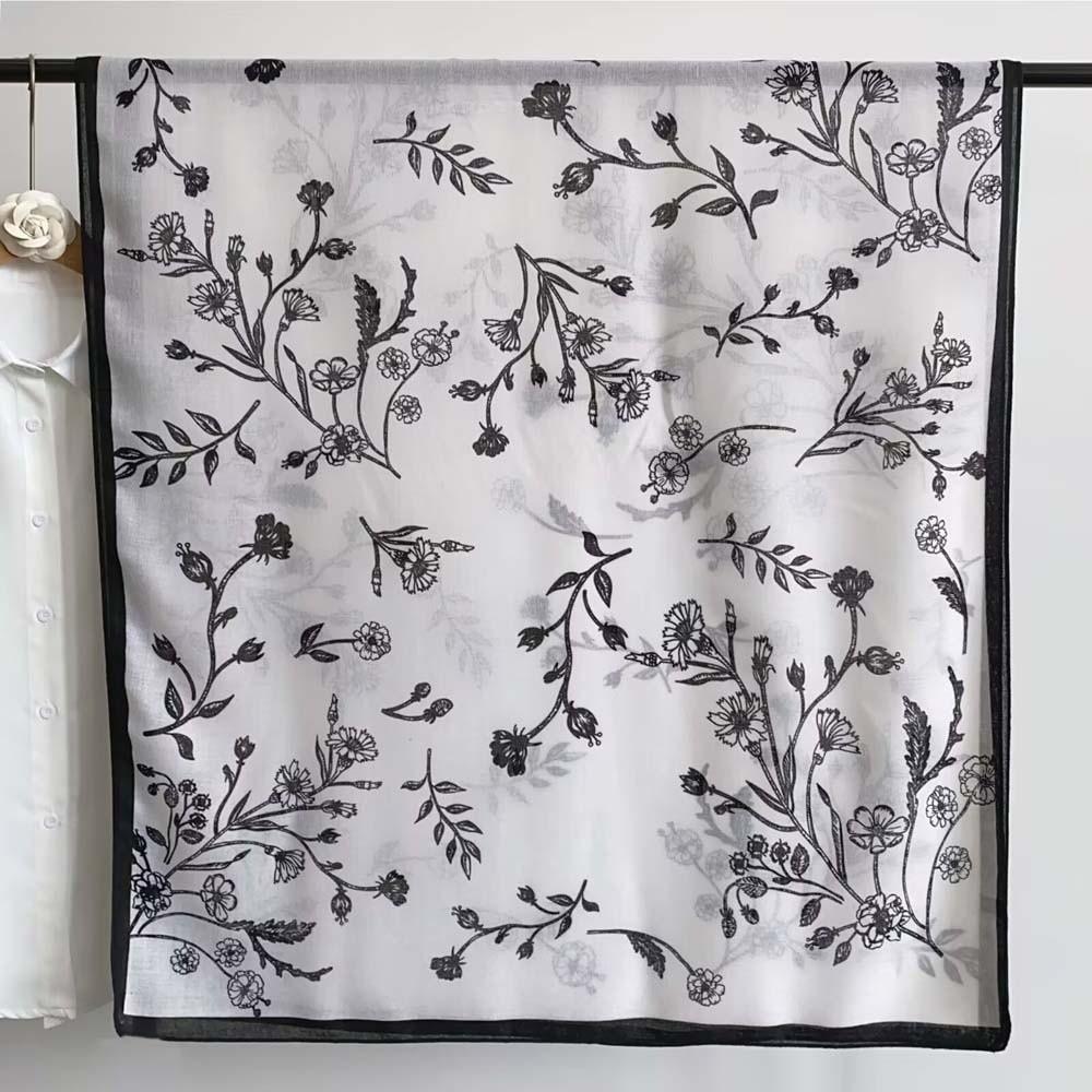 Bird Patterned Women Floral Scarf Breathable Sunscreen Headscarf Clothing Accessories