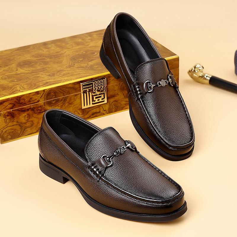 Shoes spring new breathable casual leather shoes soft sole soft surface business loafer beanie shoes 38 коричневый