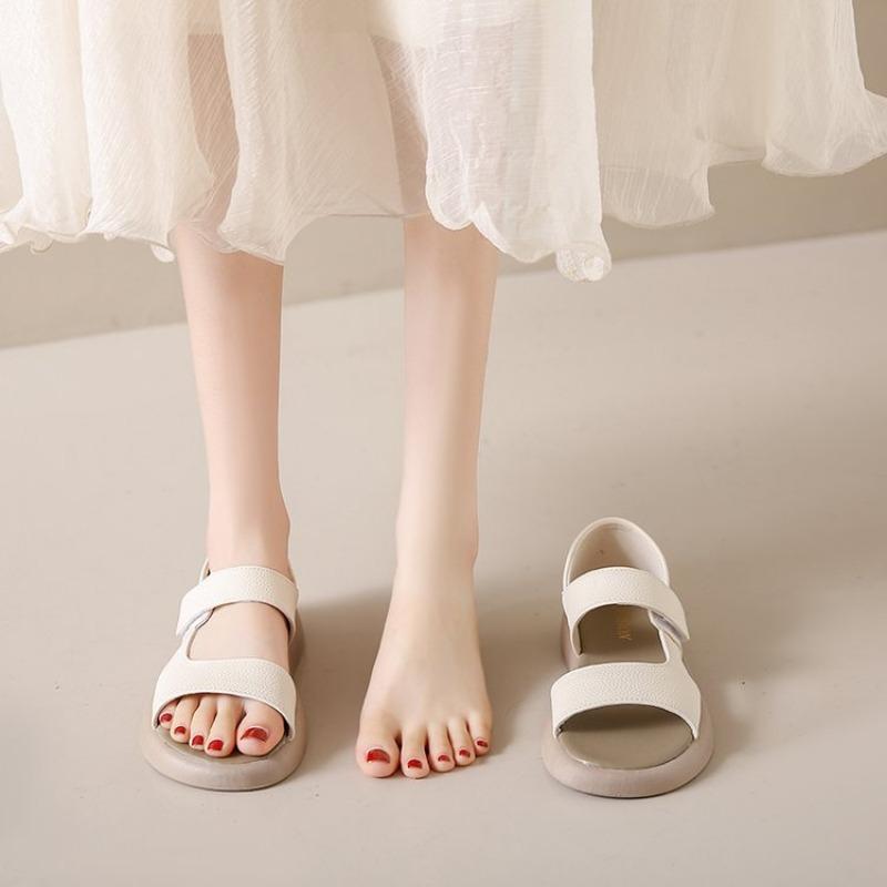 Fashion Simple Open Toe Round Toe Thick Bottom One Strap Two Wear Beach Sandals Women