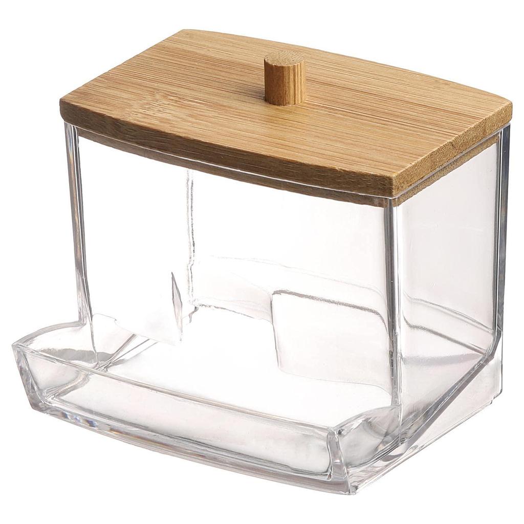 Wattestäbchenhalter, Wattestäbchenspender, Badezimmerbehälter, Apothekerglas zur Aufbewahrung mit Holzdeckel