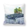 Watercolor whale series pillowcase home bedroom living room sofa cushion cover x peach skin pillowcase