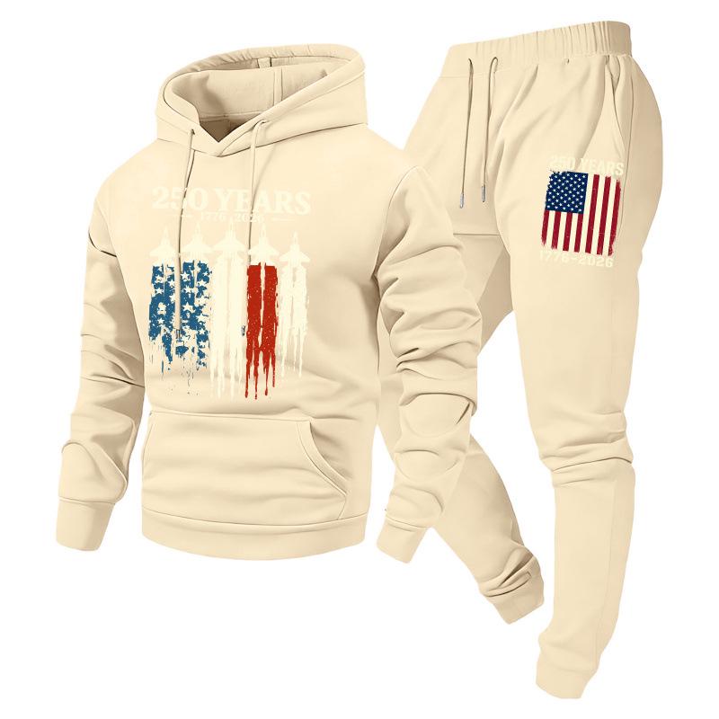 Trendy Fashion Unisex Casual Hooded Plus Velvet Sweatshirt Sportswear Set