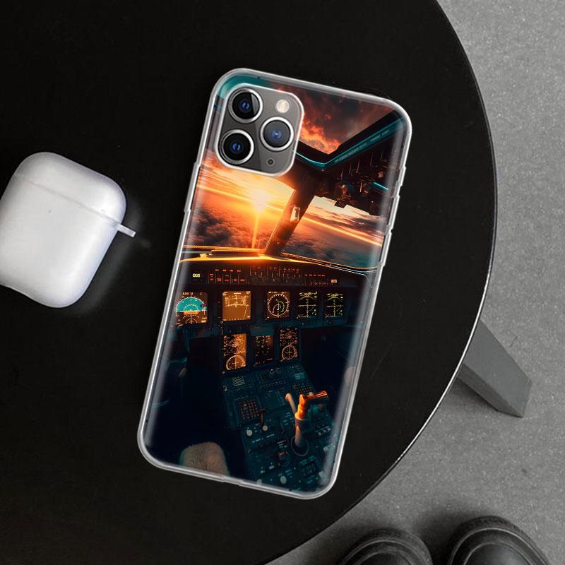 

Aviation Aeroplane Pilot Cockpit Phone Case Cover for iPhone 11 12 13 Mini 14 15 Plus 16 Pro Max 17 Air 7 8 + SE Art Customized iPhone 14 Pro