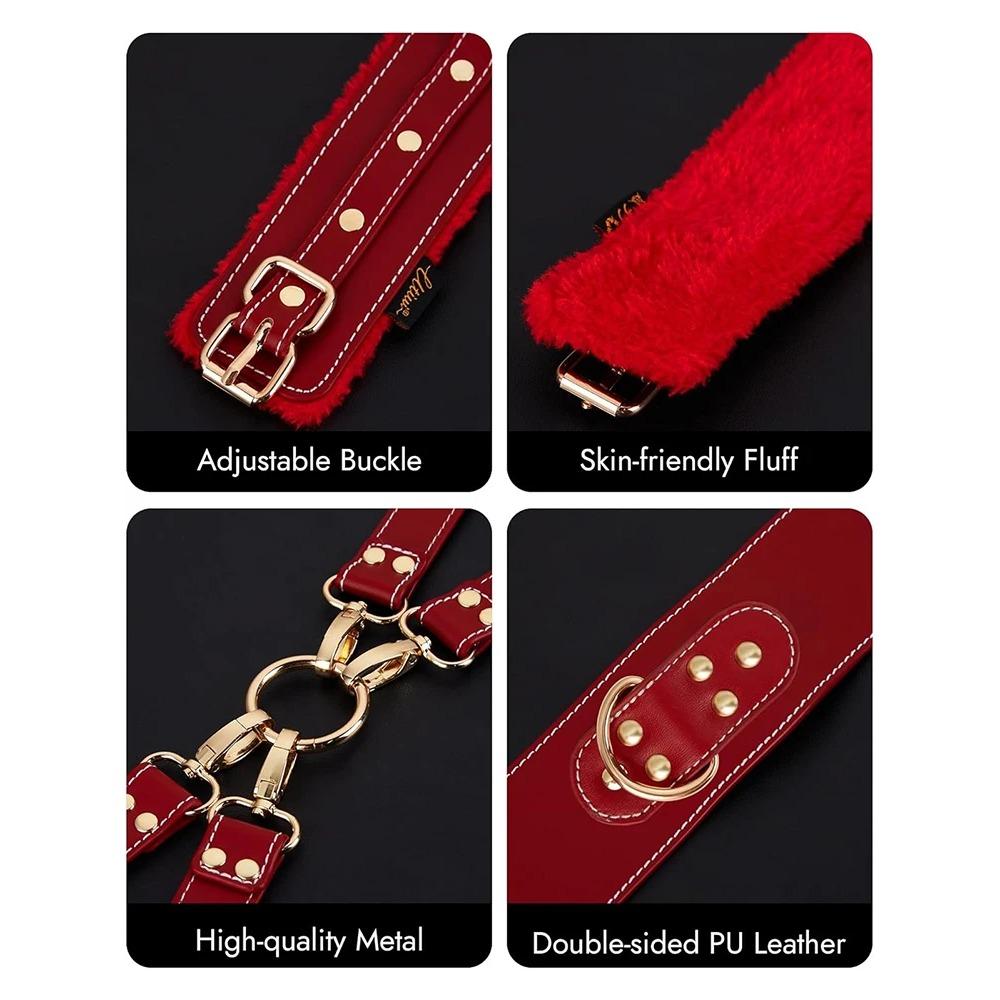 Sex Bondage  Kit Restraints 6PCS Sets Adjustable Handcuffs Ankle Cuff Thigh Cuffs Blindfold Cross Strap Adult SM Games Toys