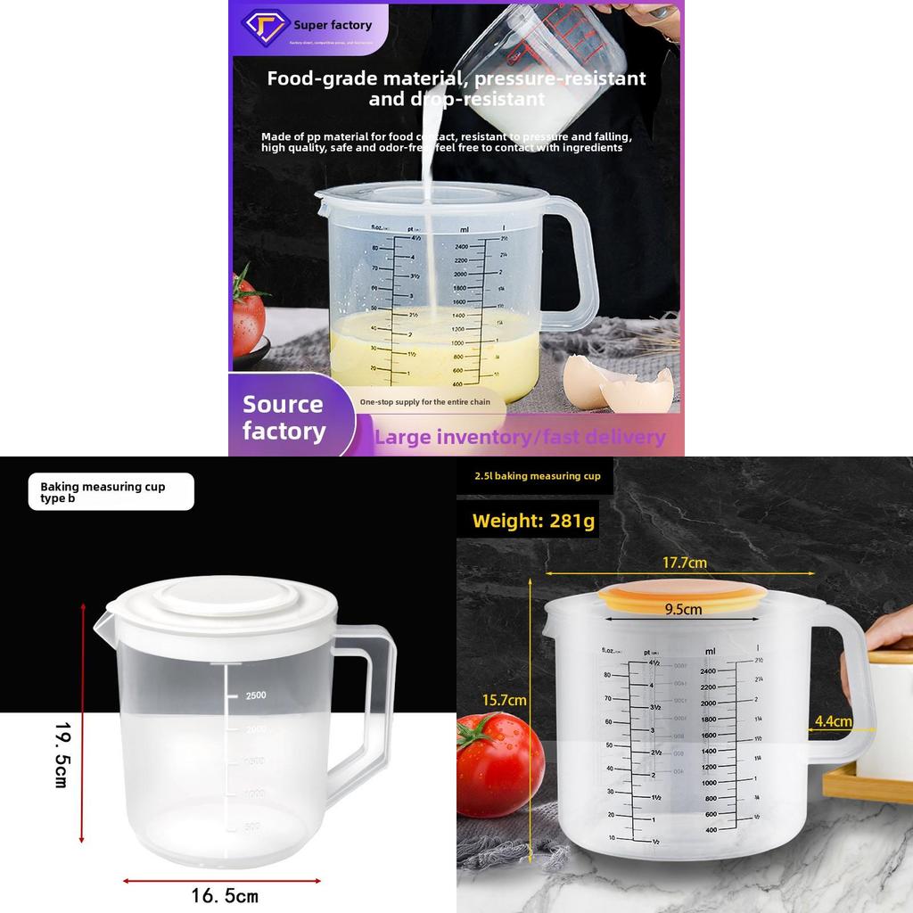Baking Measuring Cup With Lid 2.5l Food Grade Pp Large Capacity For Kitchen Use