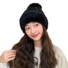 Autumn and winter hat female rabbit fur knitted wool hat winter warm and cold hat solid color versatile ear protection hat
