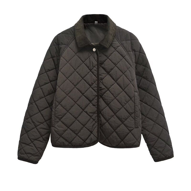 Fashion Style Fall and Winter New Women's Clothing Diamond Pattern Quilted Short Version Small Turtleneck Cotton Coat Jacket 06721912800
