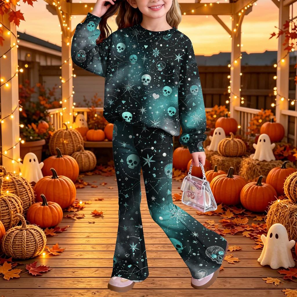 Kids Casual Long Sleeve Top and Pants 2-Piece Outfit Set for Boys Girls Everyday Wear