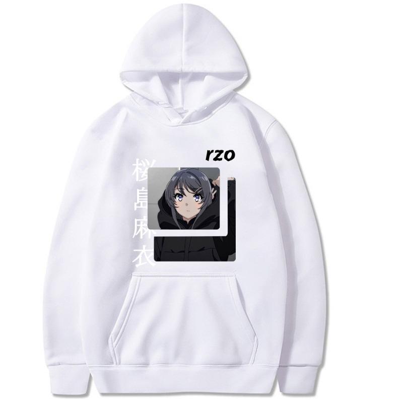 Sakurajima Mai Japonské animační mikina s kapucí Pánská Dámská Harajuku Pulovr Street Wear Unisex Podzim Zima Plyšový svetr