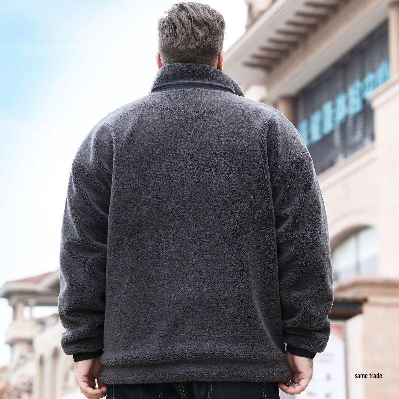 Herren-Fleecejacke in Übergröße – Samtgefüttert, lockere Passform für Herbst und Winter