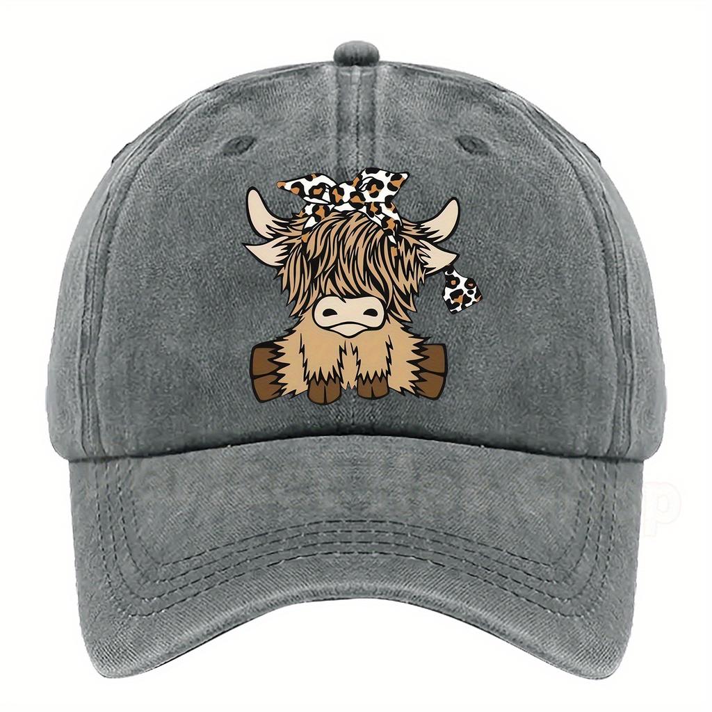 Süßes Schottisches Hochlandrind Muster Druck Baseballkappe Mehrere Farben Erhältlich Verstellbare Größe 1089