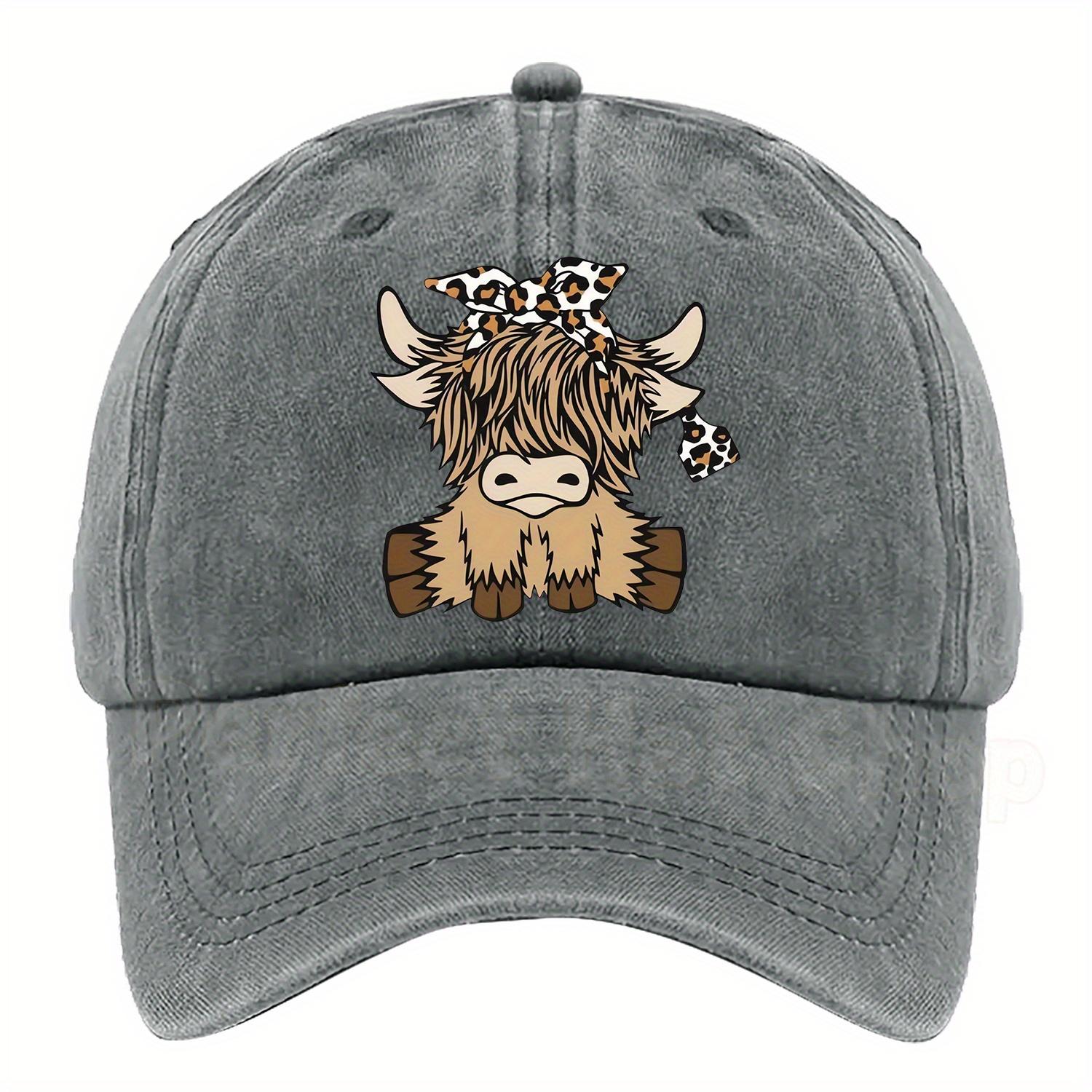 Cute Highland Cow Pattern Print Baseball Cap Multiple Colors Available Adjustable Size 1089 One Size