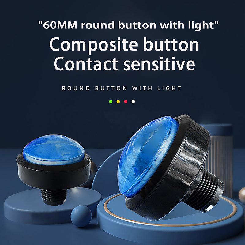 1Pc 60Mm Arcade Buttons Big Round Led Illuminated With Microswitch For Diy Arcade Game Machine Parts 12V 32A Dome Light Switch