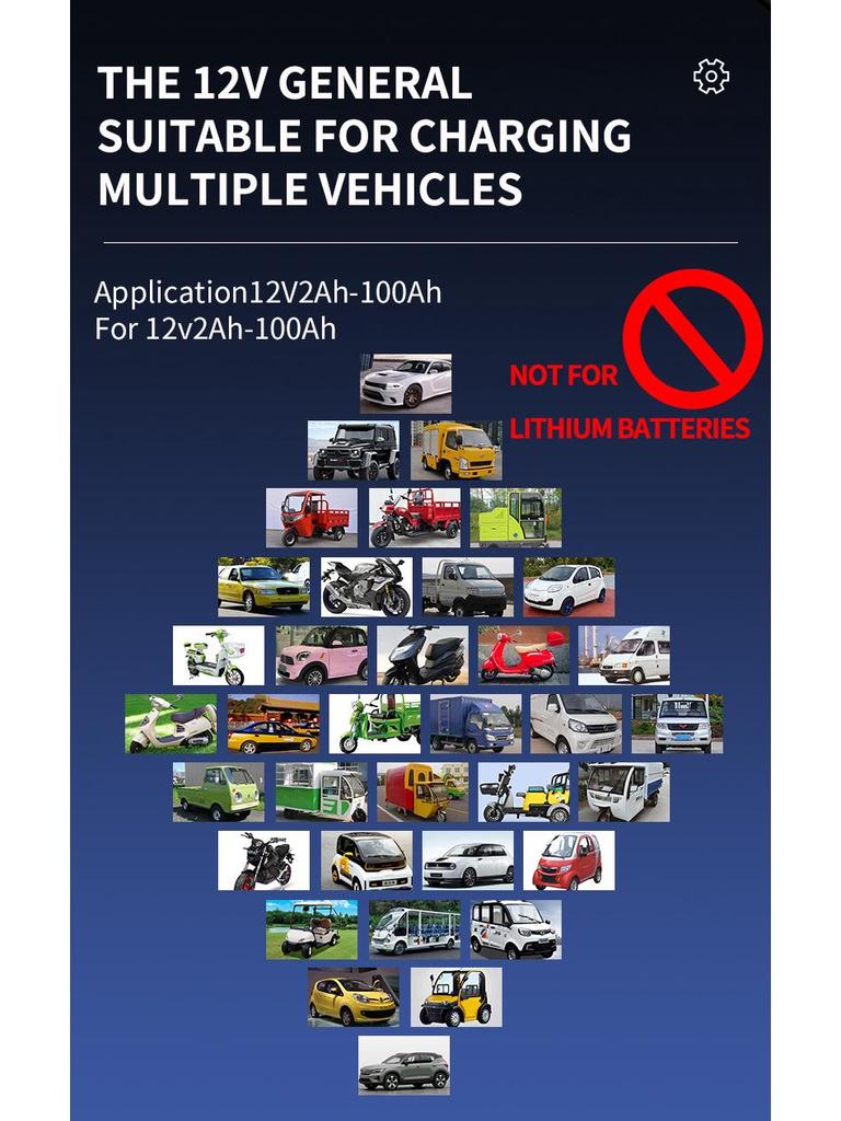 12V 6A Motorcycle & Car Battery Charger with Digital Display and Intelligent Pulse Repair for Lead-Acid Batteries