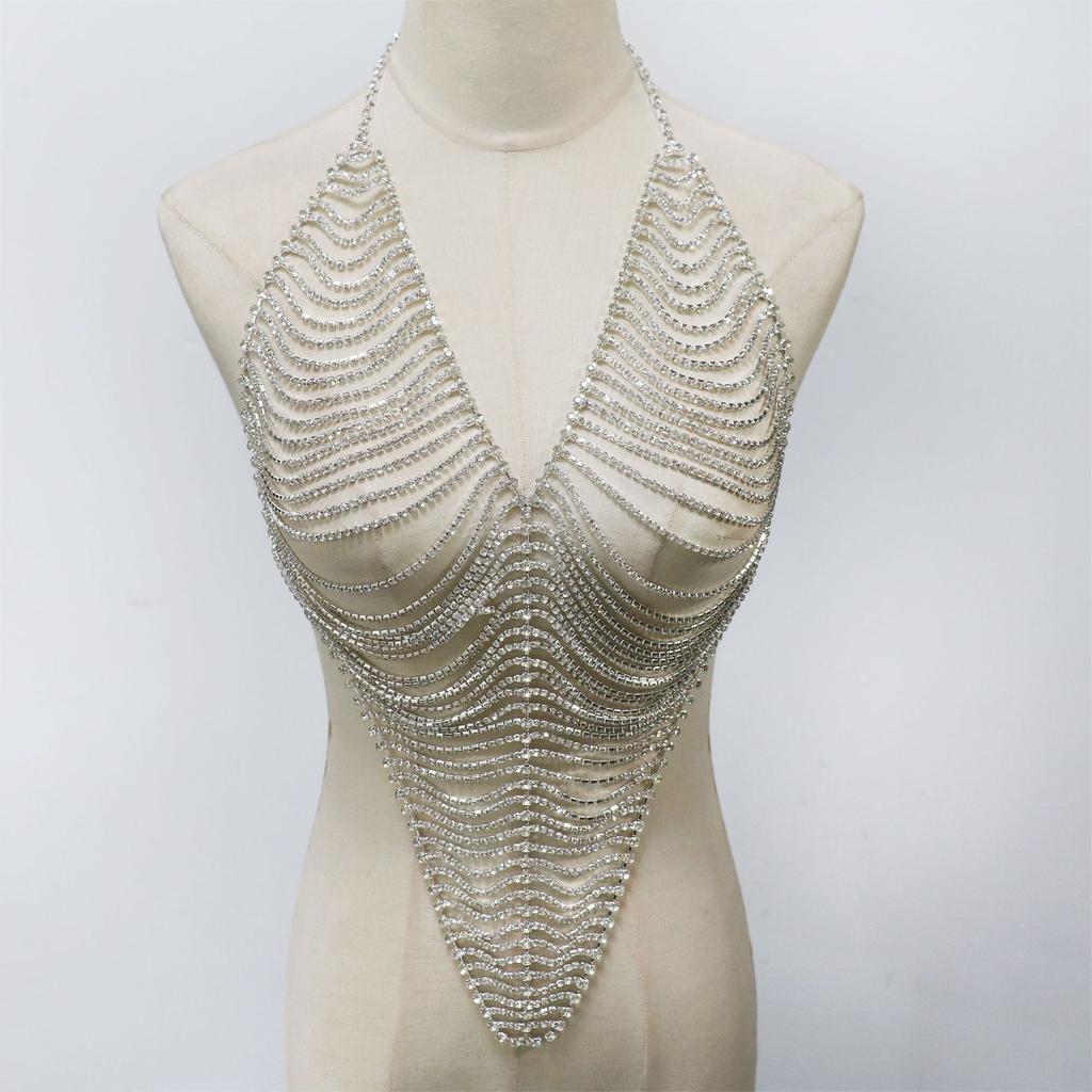 Sexy Rhinestone Breast Chain, Multi-Layer Fringed Body Chain, Sexy Nightclub Party European And American Jewelry
