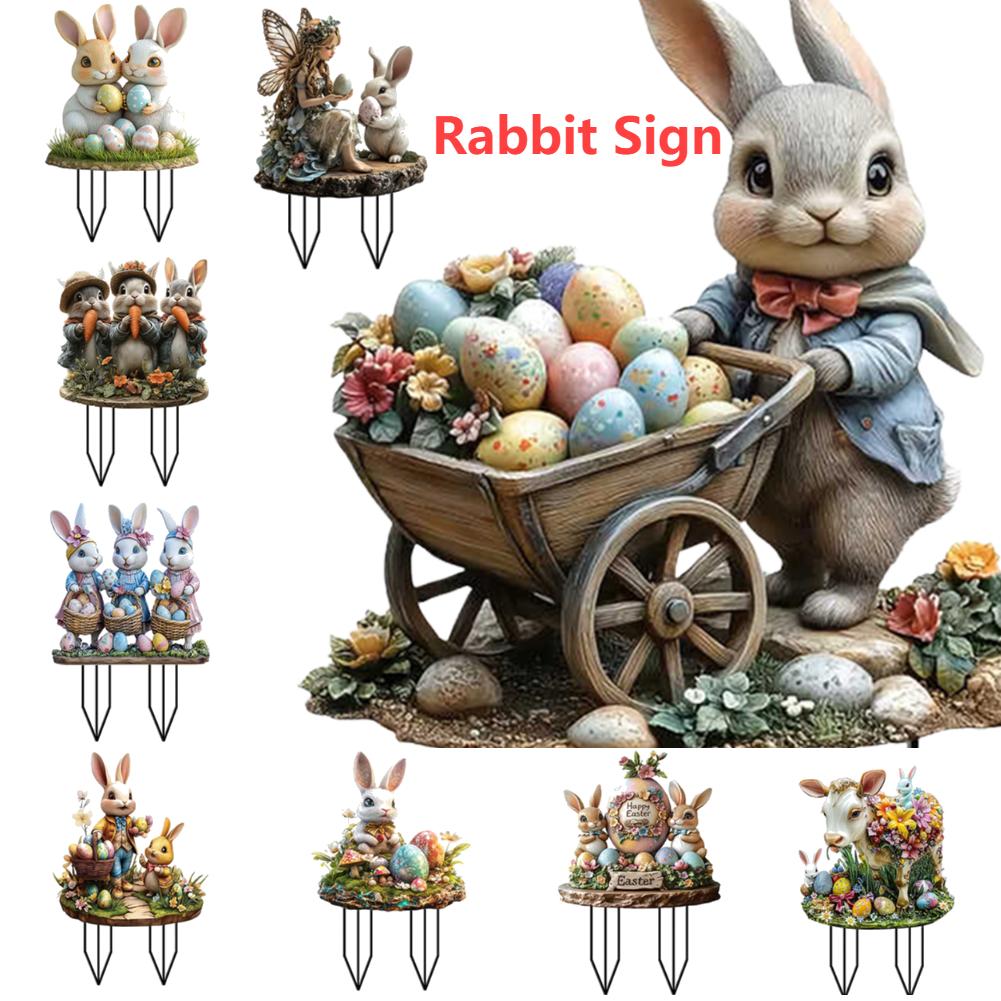 Acryl Gartenstecker Dekoration Osterhase Kaninchen Hof Rasenstecker Ornament Wasserdichte Hofstatue für Außendekoration