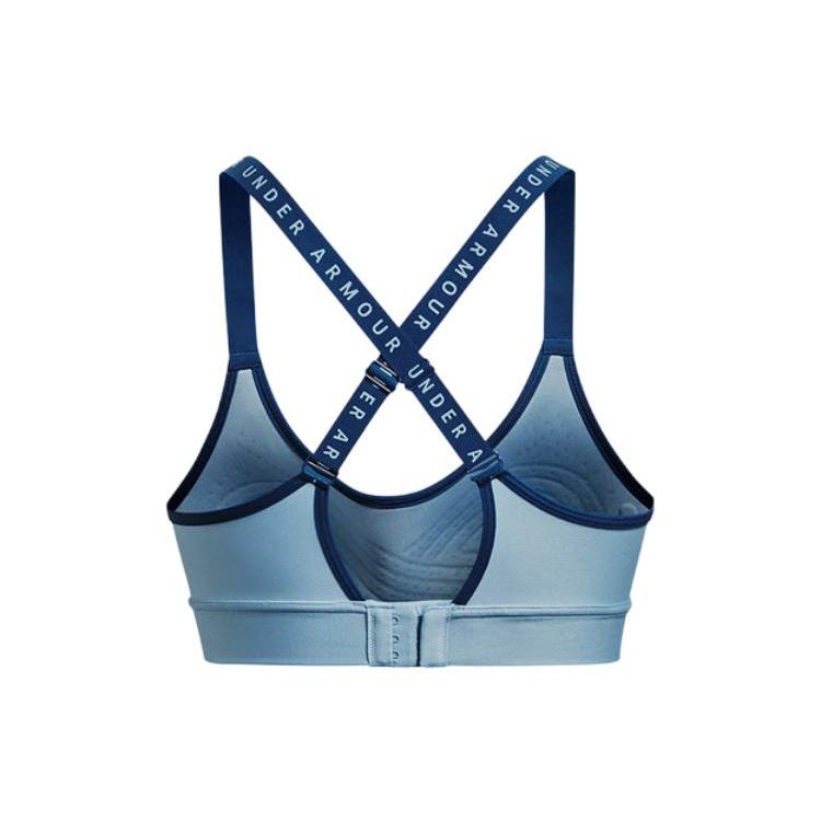 Under Armour Color Block Logo Sports Bra Women Sports Bras Blue 1363353-490