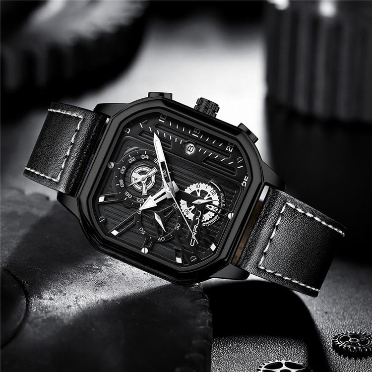 CRRJU New Belt Men's Watch Watch Simple Business Personality Men Fashion Waterproof