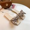 3 color bowknot Women's Design Slide Sandals, Casual Square Open Toe Flat Summer Shoes, Lightweight Slide Sandals