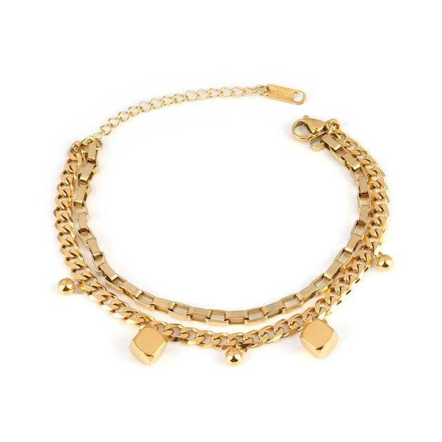 Βραχιόλι από ατσάλι για γυναίκες Ανοξείδωτα βραχιόλια Καρδιά κρεμαστά βραχιόλια μόδας αλυσίδα βραχιόλια Γυναικεία χοντρό βραχιόλι Δώρο κοσμήματα