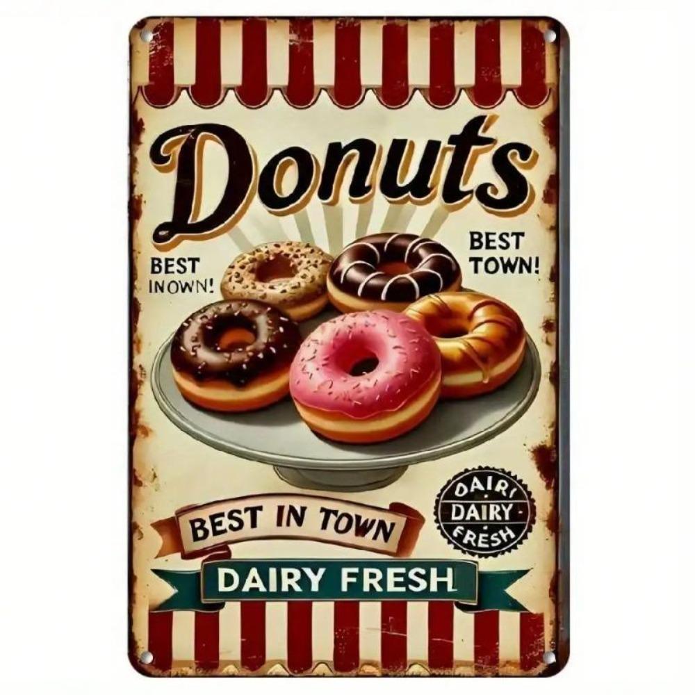 Vintage Donut Metallwandkunst Bäckereidekoration Retro Küchenschild Zuhause