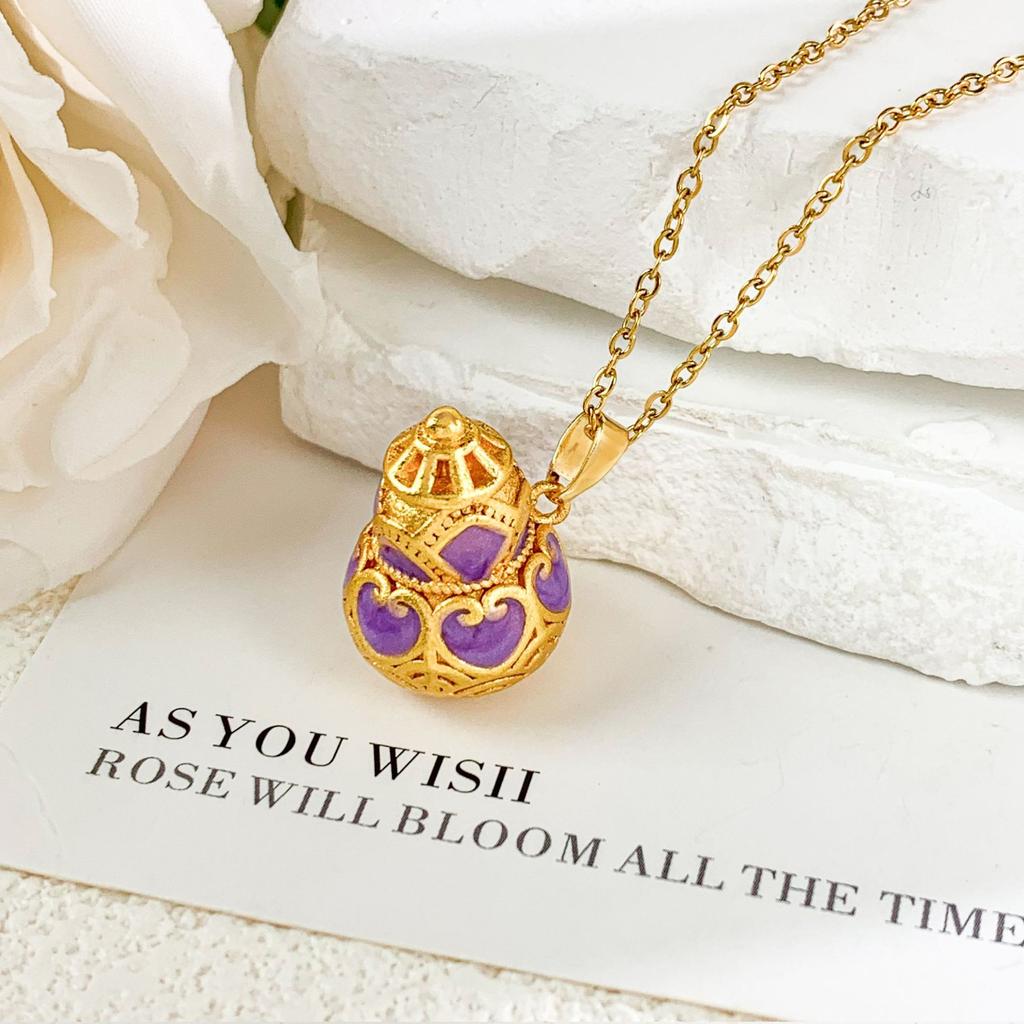 Necklace Ancient Gold Auspicious Gourd Necklace Light Luxury Niche Fashion High Sense Does Not Fade Necklace Accessories Women's Summer
