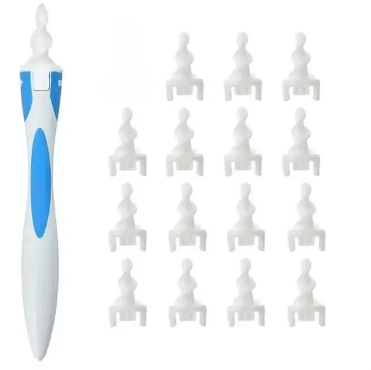 

Силиконовая спиральная чистка для ушей, вращающийся на 360 градусов инструмент для чистки ушной серы с 16 сменными ушными ложками, набор для ухода за ребенком синий