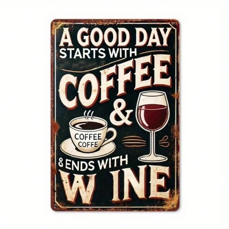 Funny Coffee Wine Metal Sign Vintage Bar Cafe Wall Decor Home Art Gift