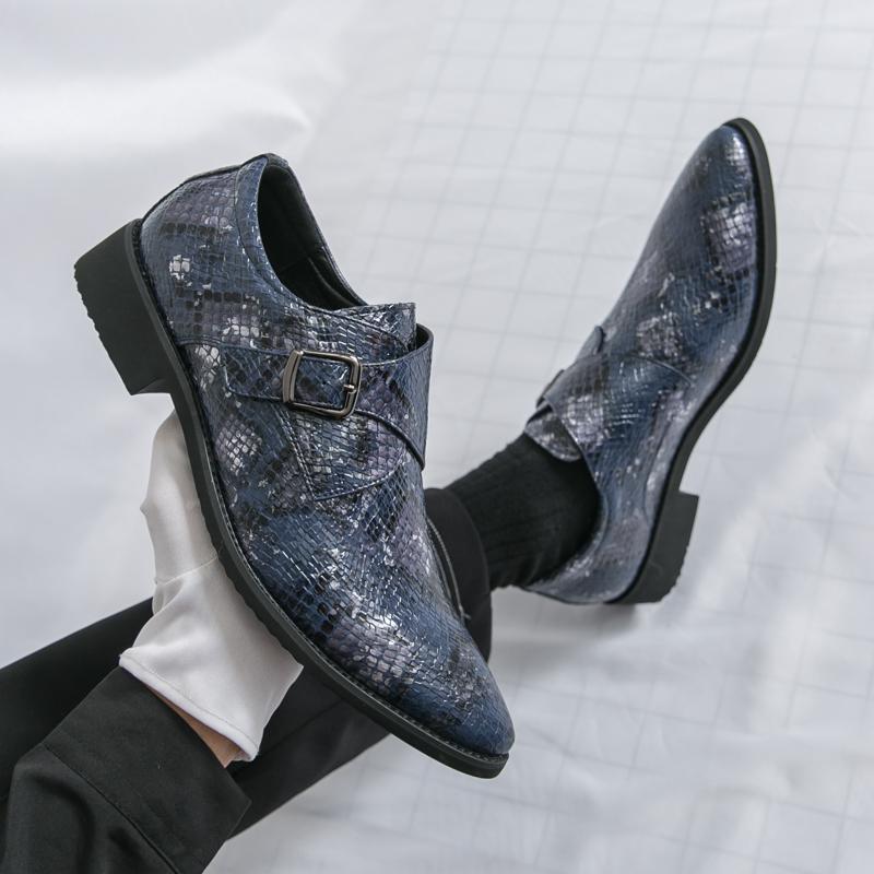 Men Printing Monks Loafers Shoes Wedding Party Shoes Casual Formal Business Leather Dress Prom Nightclub Shoes Plus Size
