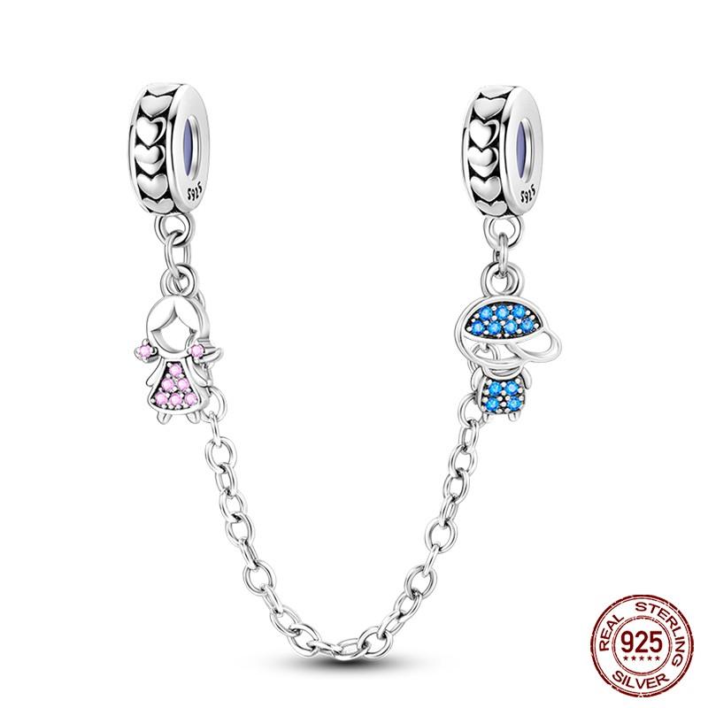 Copper Sun And Moon Plum Blossom Safety Chain Piece Bead Charms For 3Mm Original Bracelets Diy Jewelry Birthday Crafting