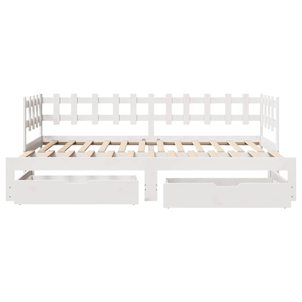 Daybed Pull out with Drawers without Mattress White 90x190cm
