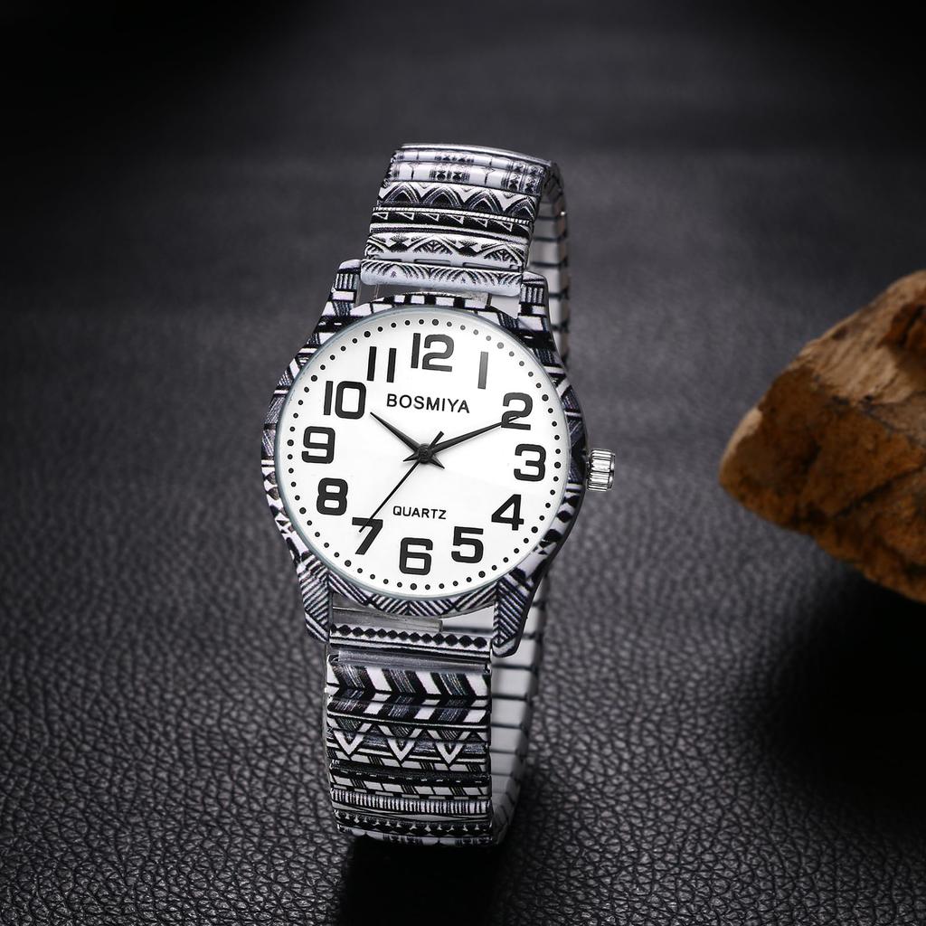 Waterproof Watch with Stretchable Floral One Size Fits Quartz Watch with Stainless Steel Arabic Analog Adjustable Cute Perfect Gift for or Your