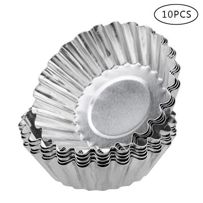 Stampo per crostata con uova ondulate antiaderente riutilizzabile, stampo per cupcake a forma di fiore in lega di alluminio, stampo per budino, gelatina, muffin, pirottino da forno, 10 pezzi/set