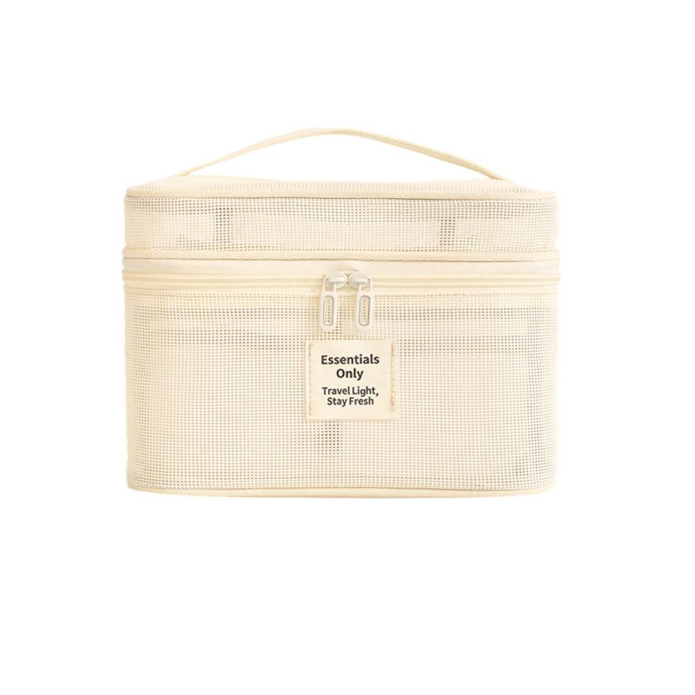 Lightweight Mesh Makeup Bag Zipper Large Capacity Transparent Mesh Cosmetic Bag Handheld Square Toiletry Storage Bag