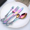 5pcs Cutlery Set Gold Dinnerware Stainless Steel Royal Spoon Forks Knives Kitchen Western Dinner Silverware Tableware Gift