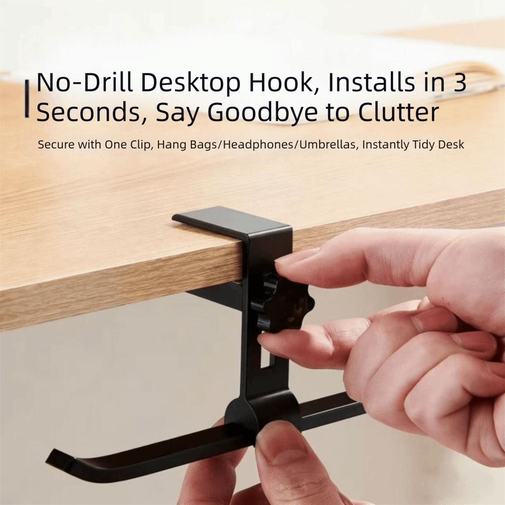 Aluminum Alloy Adjustable Desk Hook Adjustable Portable Backpack Holder Easy Install Double Hook Multipurpose Hook
