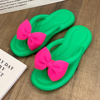 Summer Bowknot Women's Slippers Sweet Bow Tie Slides Girl Indoor Casual Soft Flip Flops Couple Outdoor EVA Non-Slip Beach Sandal