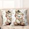 1 Stück Süßer Teddybär Weihnachtsmuster Dekokissen Polyester Kissenbezug, Sofa Dekokissenbezug
