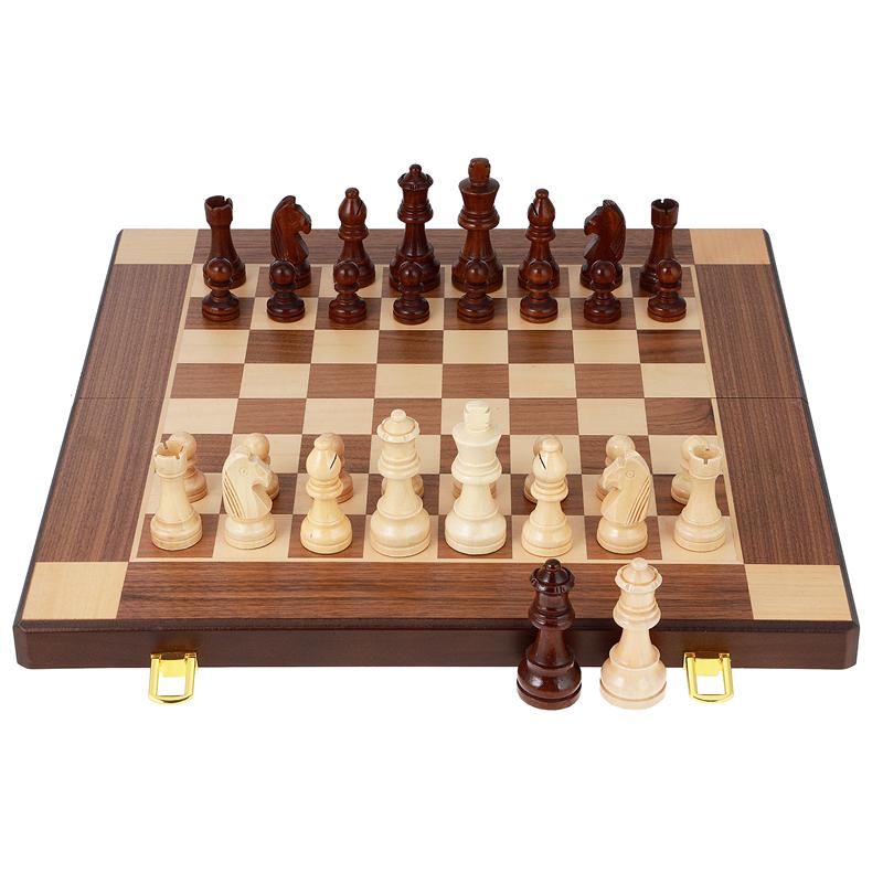 Wooden Chess Set 38Cm/14.96Inch With 2 Additional Foldable Portable Travel Board Games Suitable For Adult Competitive Chess