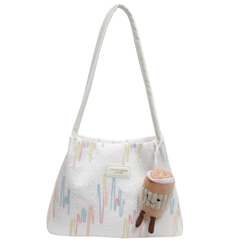 Large Capacity Shoulder Bag Women New Design Striped Tote Bag Nylon Underarm Bag  Office Worker