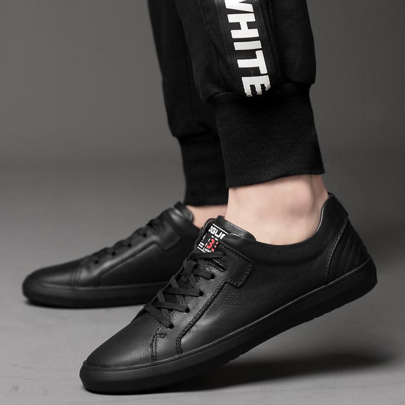Fashion Luxury Brand Men Shoes Genuine Leather Men Sneakers Solid Color Casual Shoes Male Vulcanize Shoes Comfortable Mens Flats