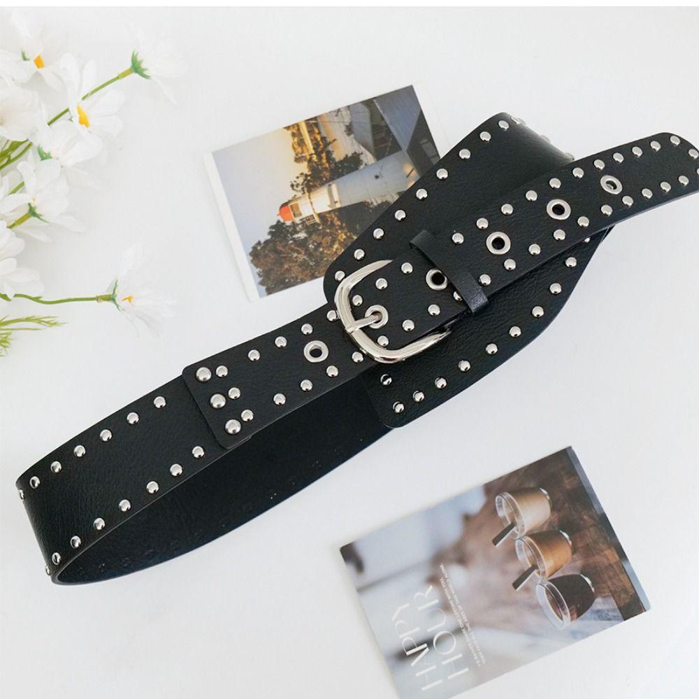 Gothic Rivet Waist Belt Punk Style Dress Jeans Belt Heavy-Duty Wide Women's Belt  Spicy Girls