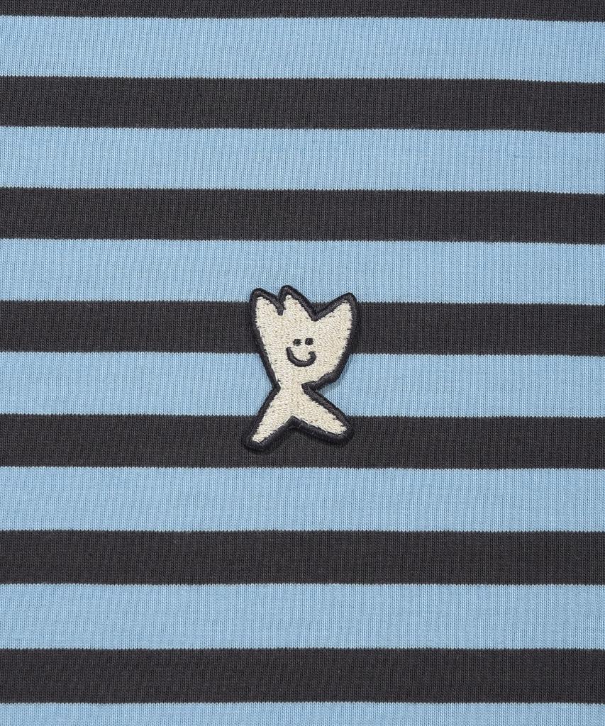 WACKY WILLY Basic Striped Short Sleeve T-Shirt Light Blue