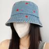 Love denim bucket hat women's old retro versatile big head circumference basin hat showing face small bucket hat