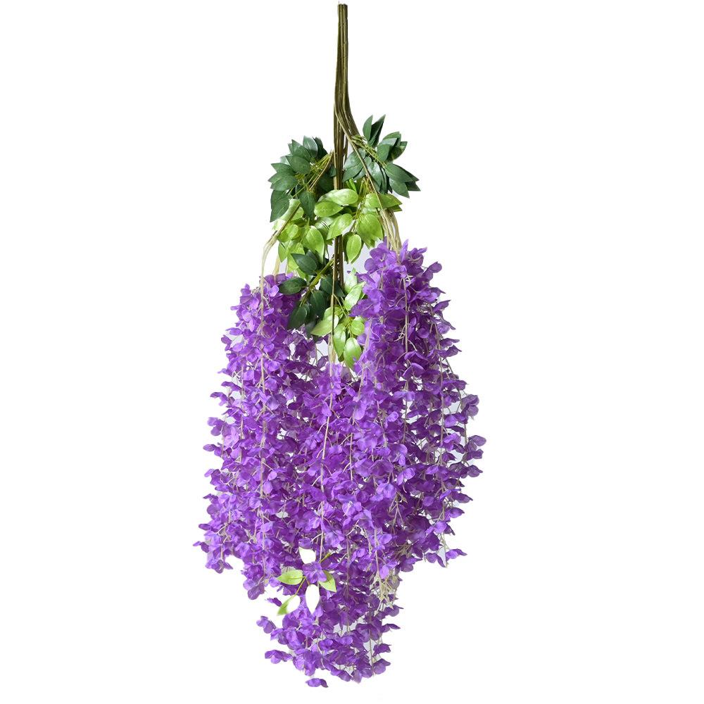 Simulated 6-Leaf Wisteria Flower Fake Flower Violet Ceiling Flower Wisteria Wedding Flower Decorative Vine Decorative Flower Vine