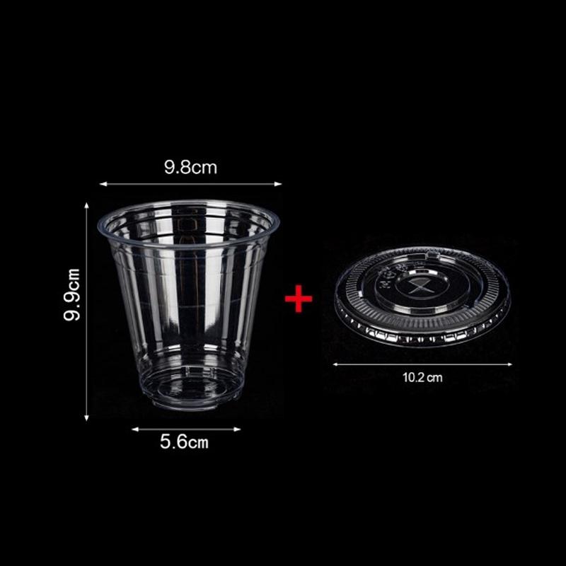 100PCS Disposable Plastic Cups with Lids for Ice Coffee Cold Drinks Plastic Cups Home Restaurant Drink Shop Party Picnic Party