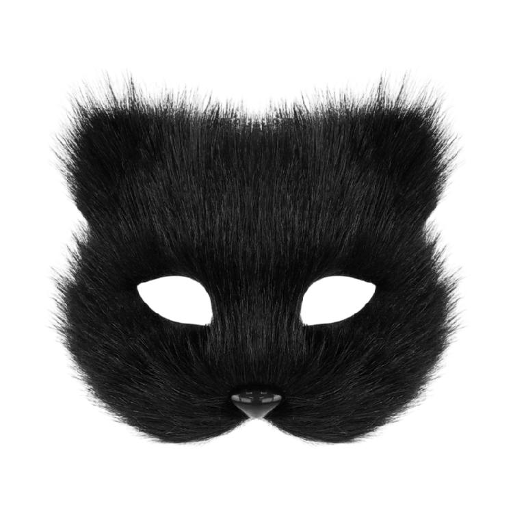 Furry Animal Cats Face Mask Plush Animal Half Face Eye Mask Halloween Cosplay Costume Mask for Men Masquerade Halloween