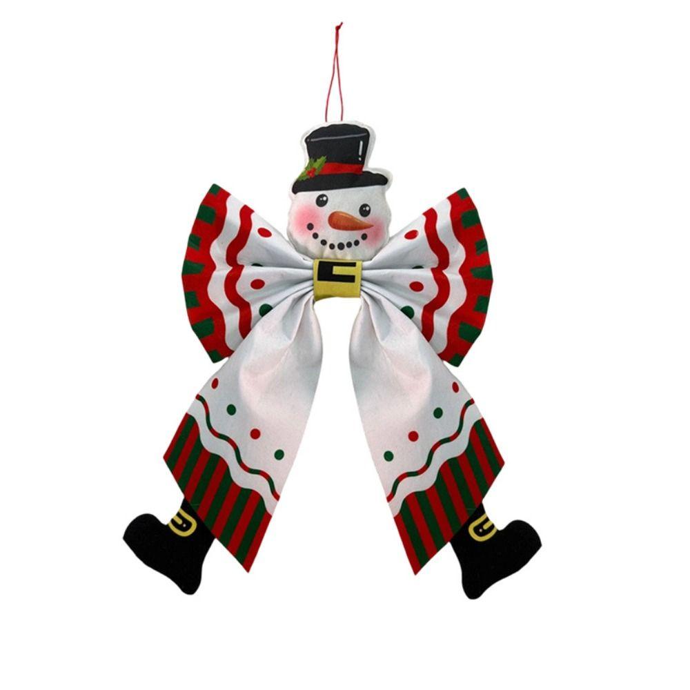 Santa Claus Butterfly Knot Pendant Vintage Holiday Hanging Decor Christmas Fabric Ornaments  Party