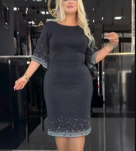 

Летнее платье 2025 года во французском европейском стиле с круглым вырезом и приталенным силуэтом XL