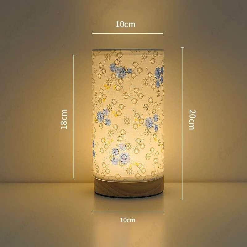 LED Fabric USB Desk Lamp Retro Butterfly Floral Bedside Night Light Bedroom Decor